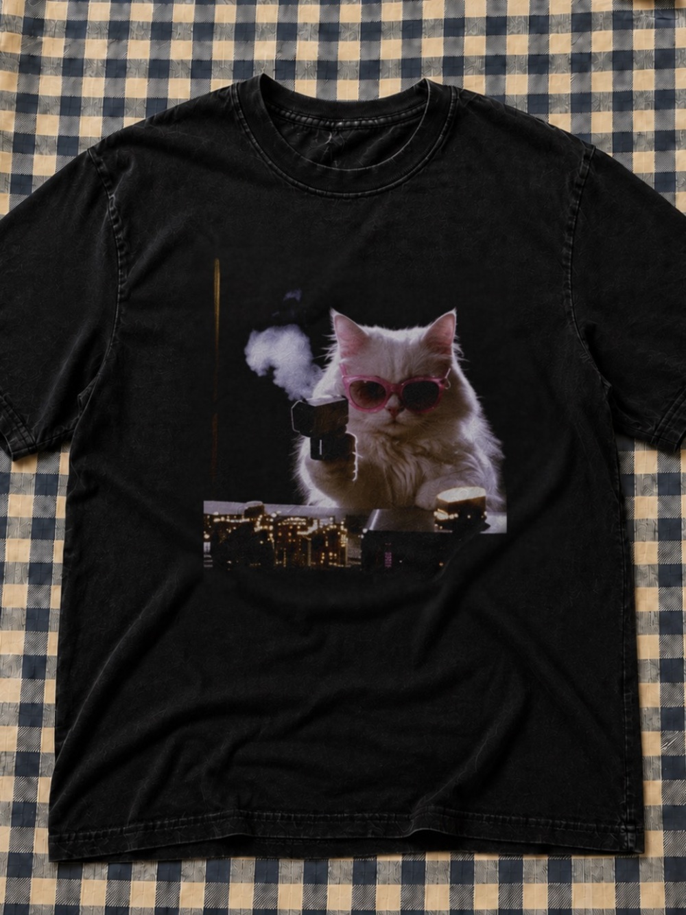Cute Cat Funny Graphic T- shirt Men’s Cotton